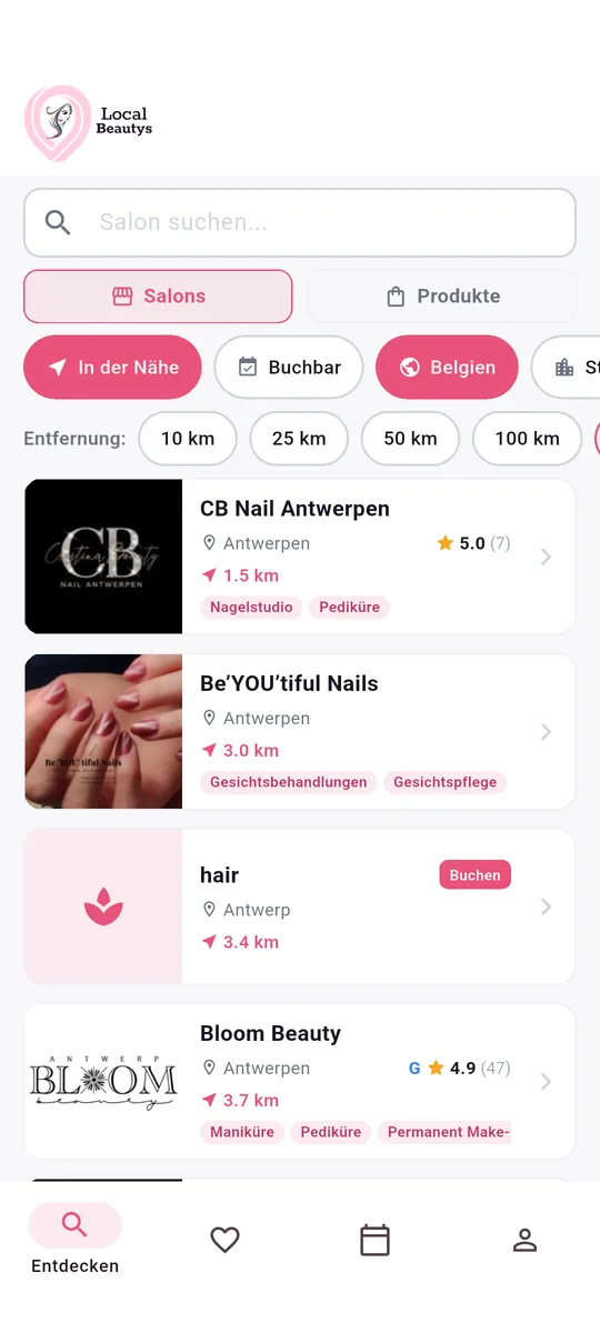 LocalBeautys app — Salons entdecken