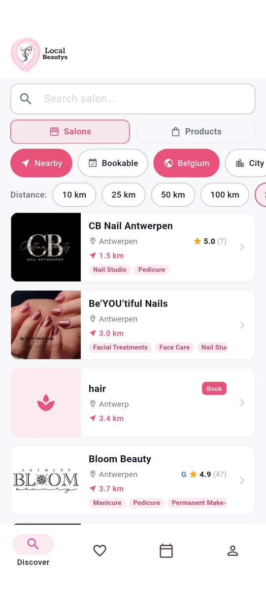 LocalBeautys app — Discover salons