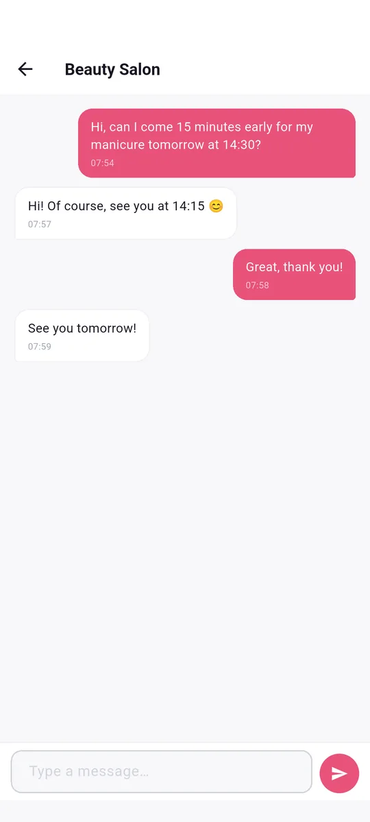 LocalBeautys app — Chat directly with your salon