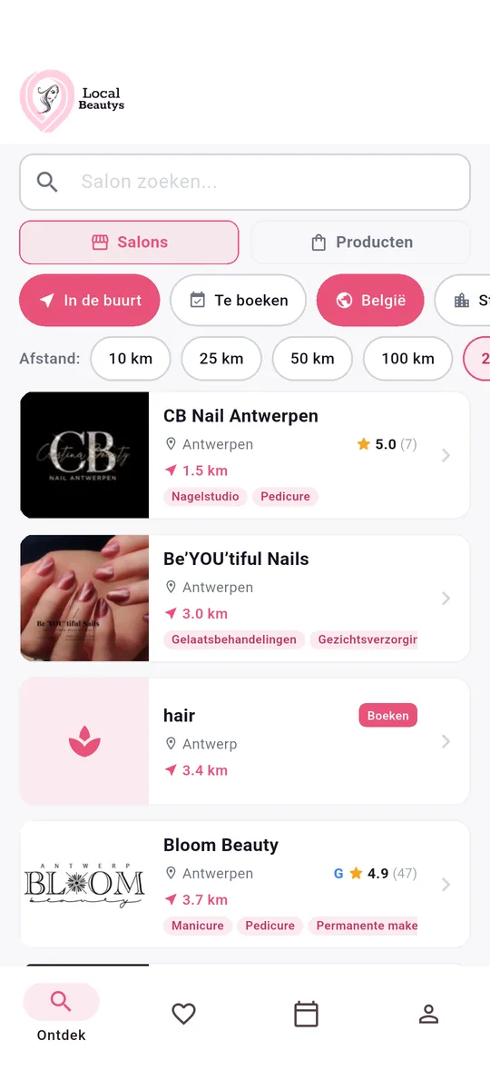 LocalBeautys app — Ontdek salons