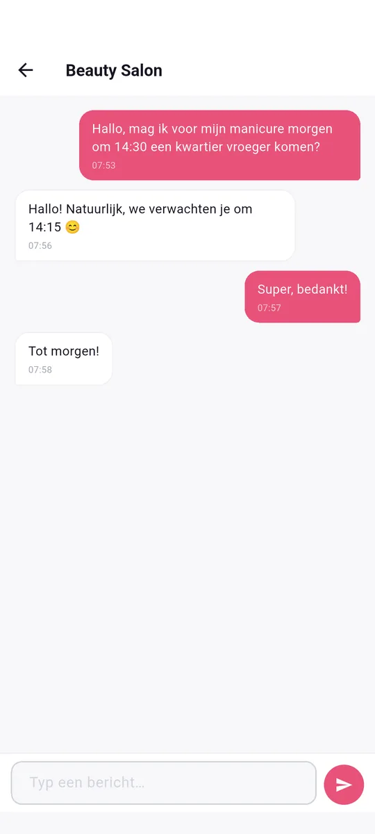 LocalBeautys app — Chat rechtstreeks met je salon