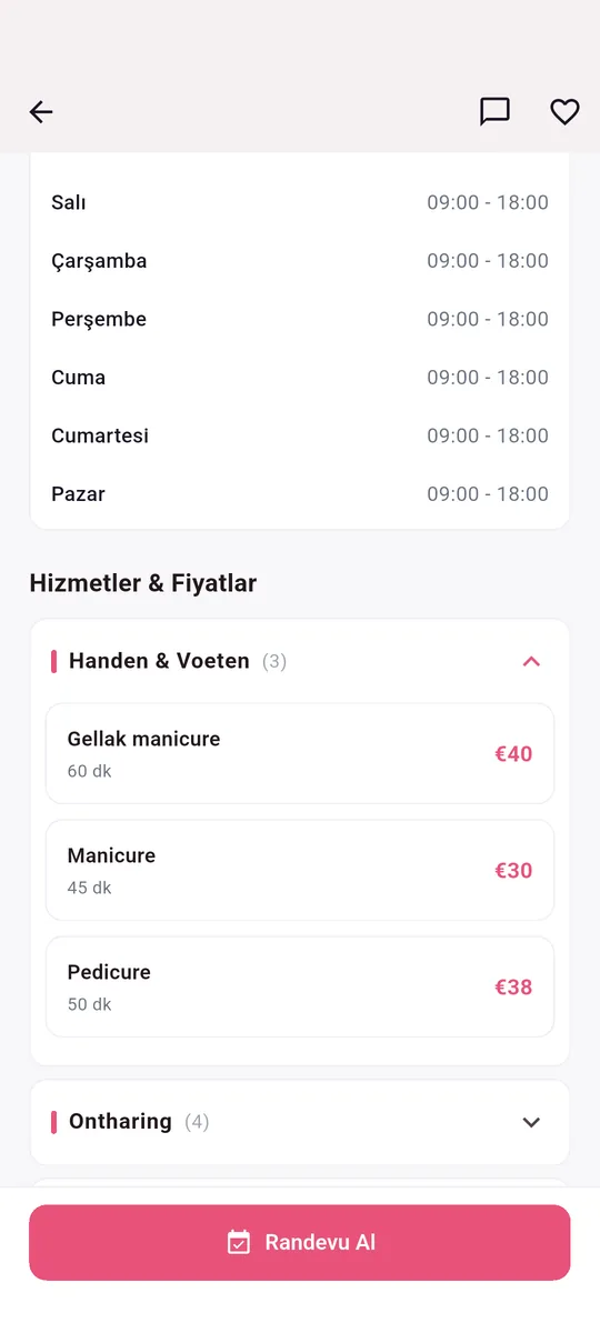 LocalBeautys app — İşlemini seç