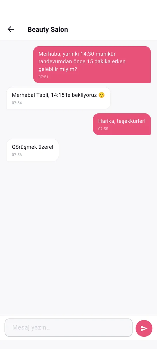 LocalBeautys app — Salonunla doğrudan mesajlaş
